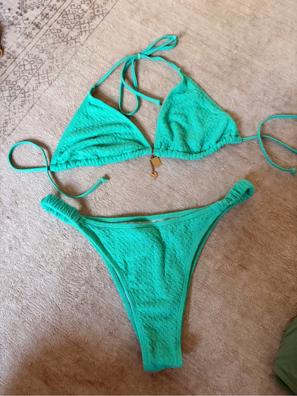 SHEIN Turquoise Textured Triangle Bikini